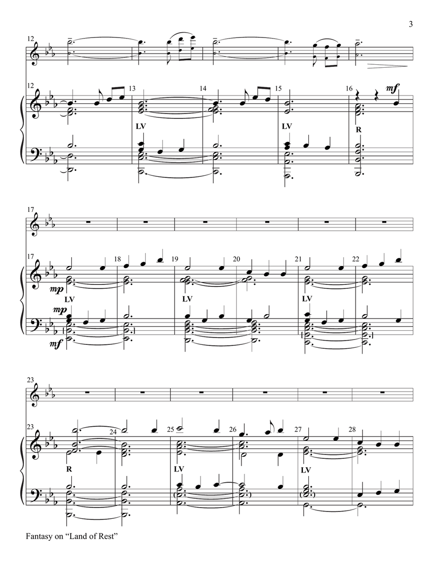 Fantasy on Land of Rest Fantasy on Land of Rest Handbell Choir scores gallery preview page 3