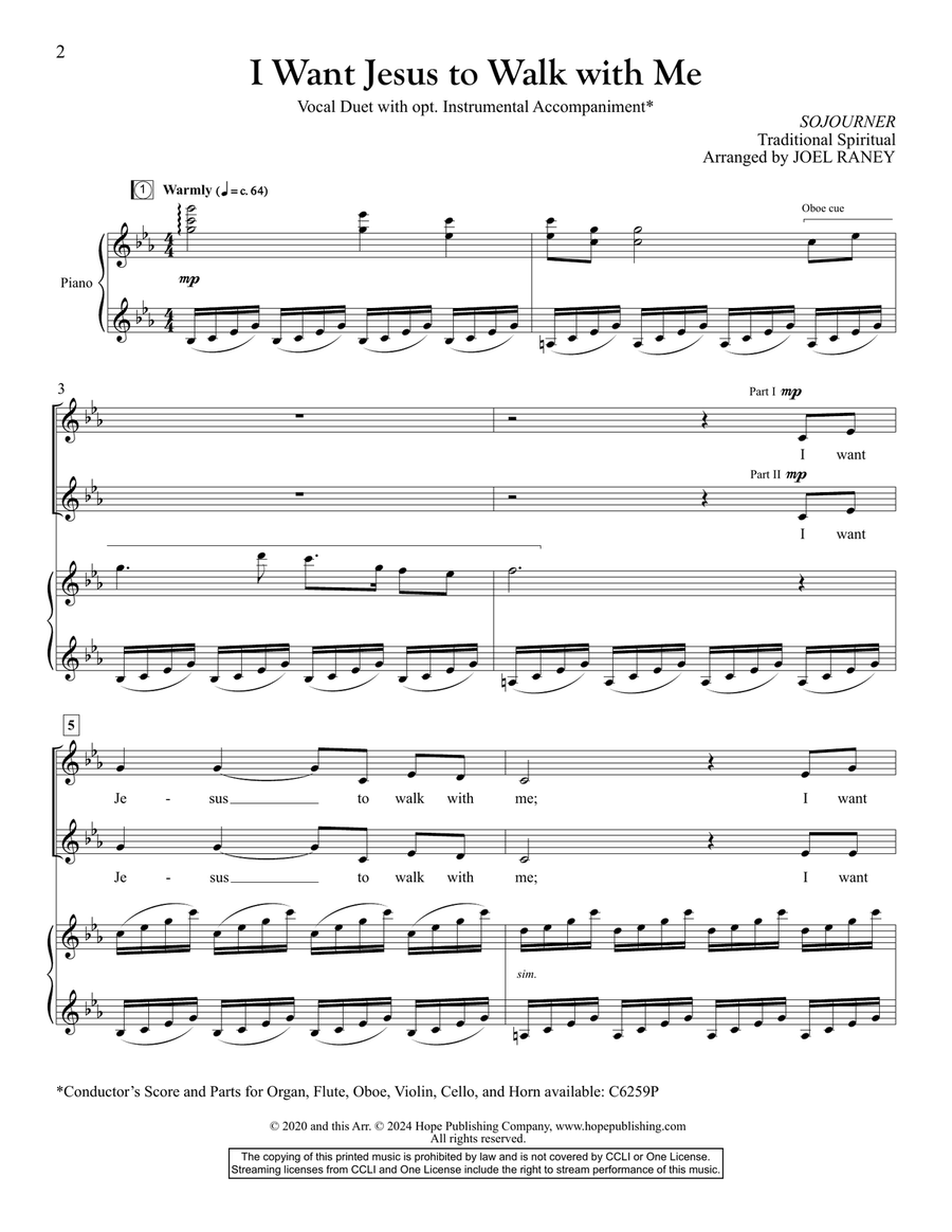 I Want Jesus to Walk with Me Piano scores gallery preview page 2