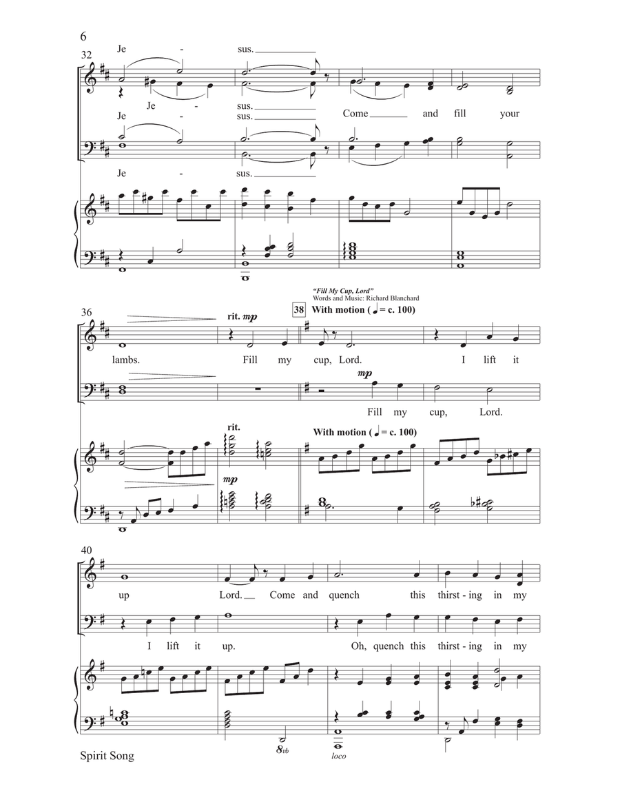 Spirit Song with Fill My Cup, Lord 4-Part scores gallery preview page 6