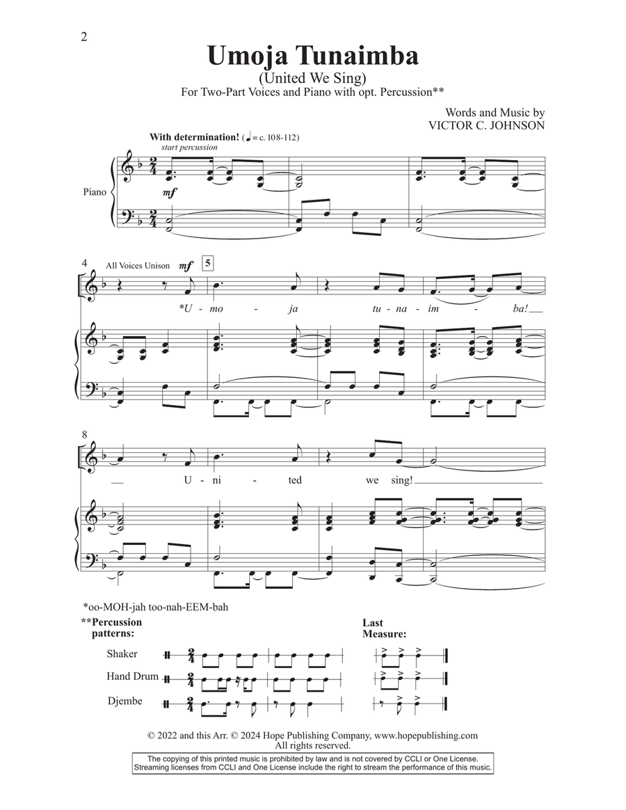 Umoja Tunaimba Umoja Tunaimba 2-Part scores gallery preview page 2