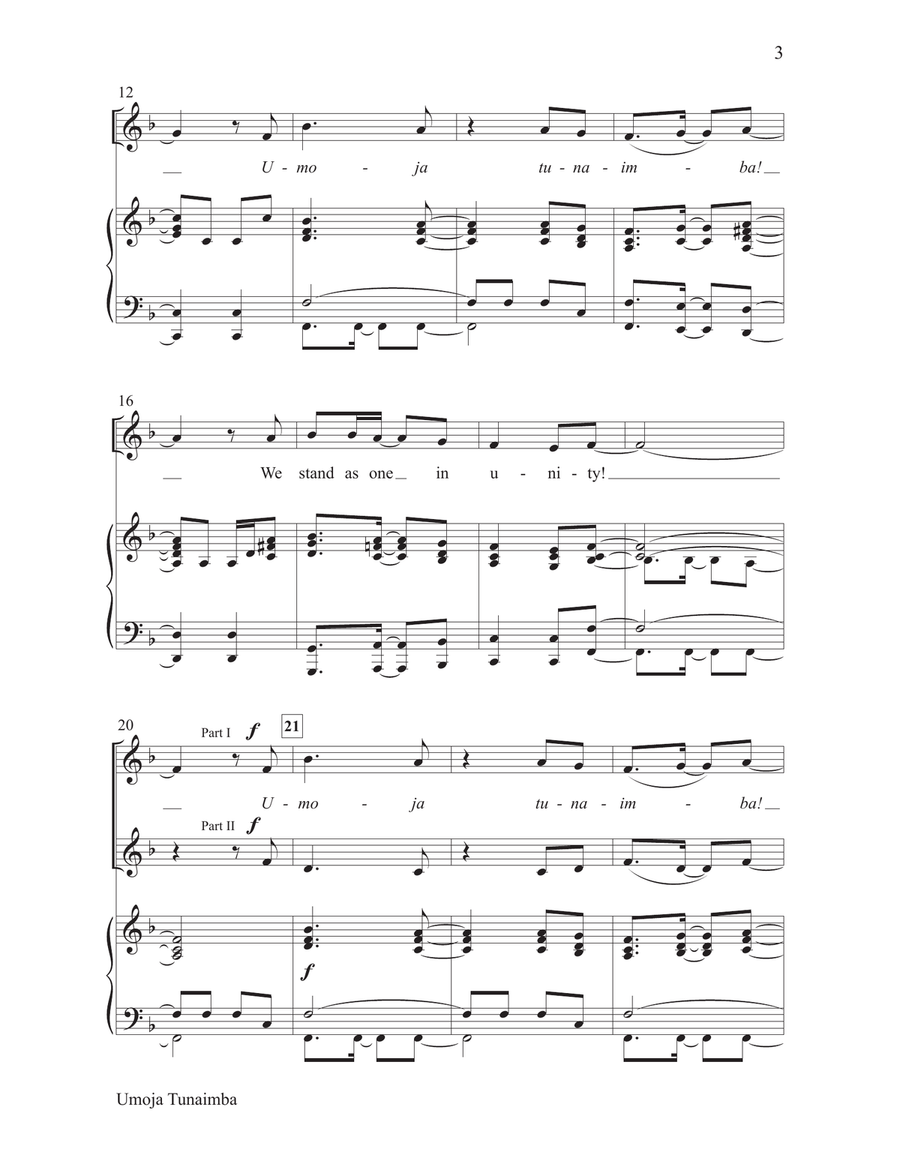 Umoja Tunaimba Umoja Tunaimba 2-Part scores gallery preview page 3