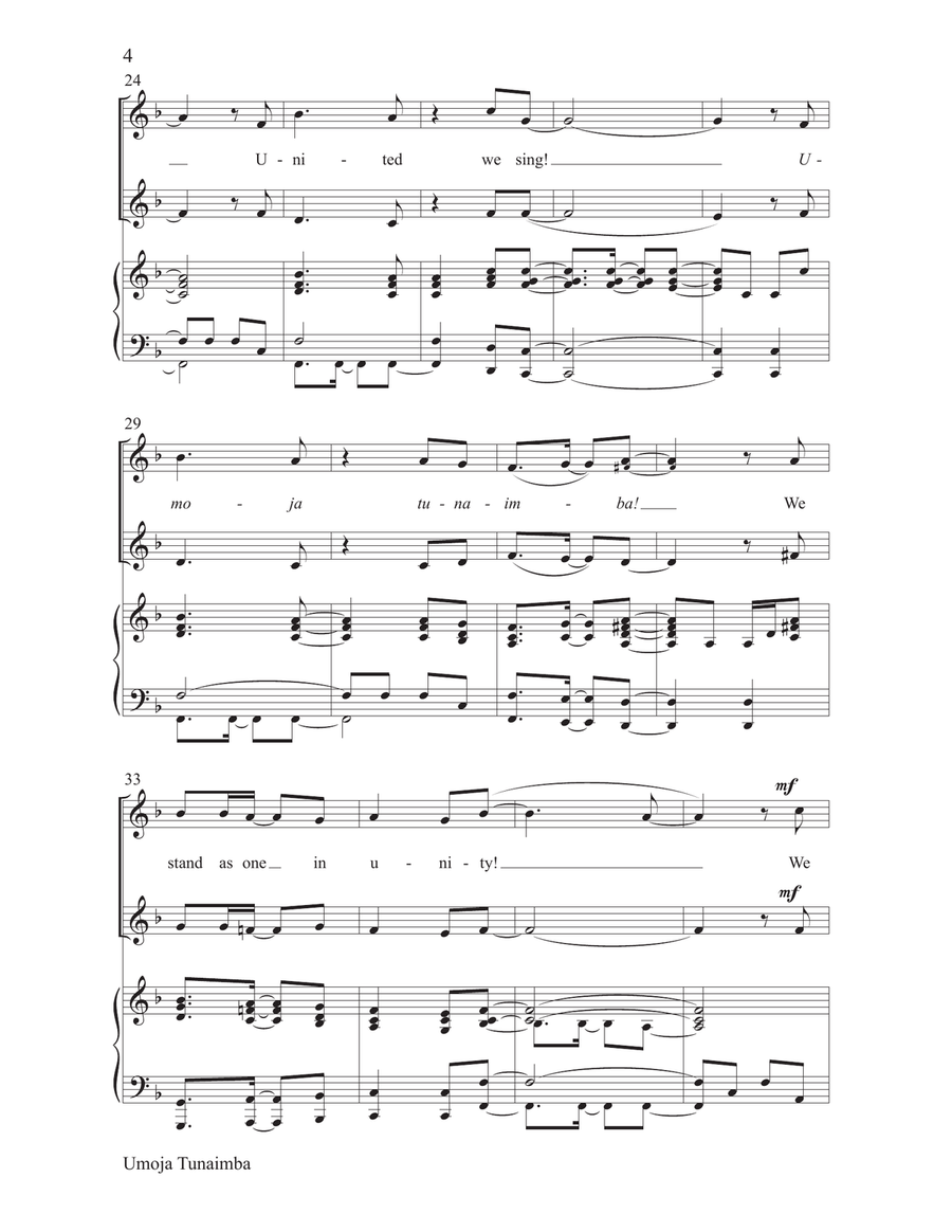 Umoja Tunaimba Umoja Tunaimba 2-Part scores gallery preview page 4