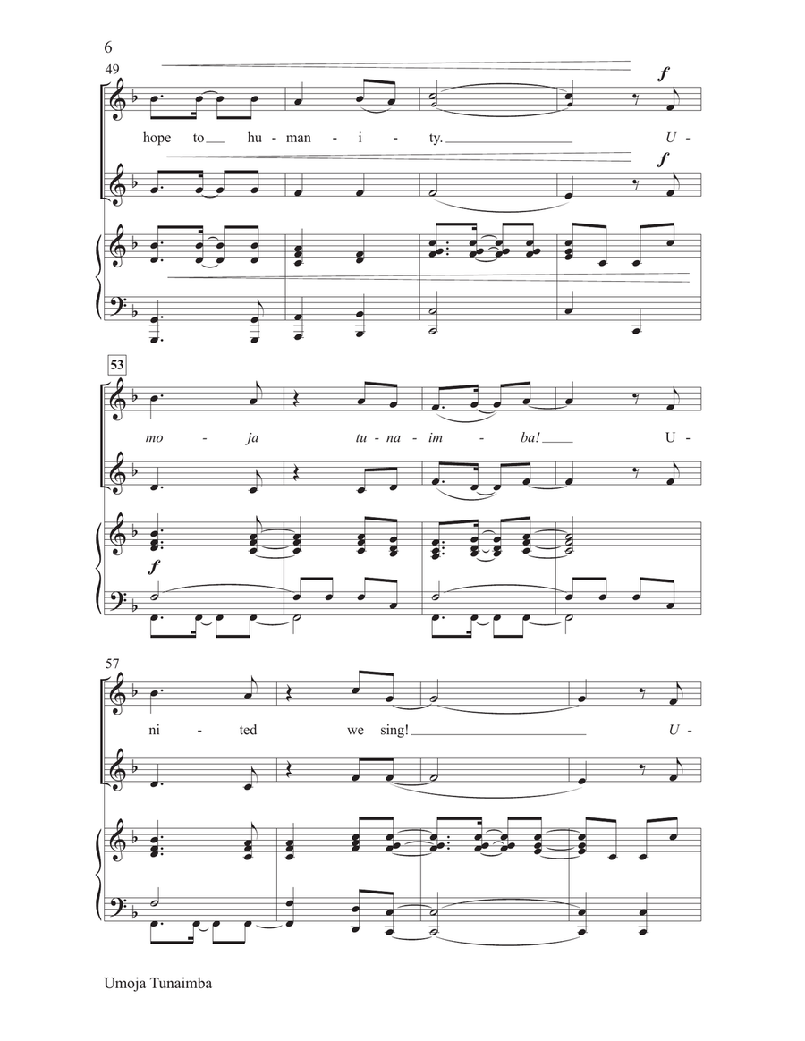 Umoja Tunaimba Umoja Tunaimba 2-Part scores gallery preview page 6