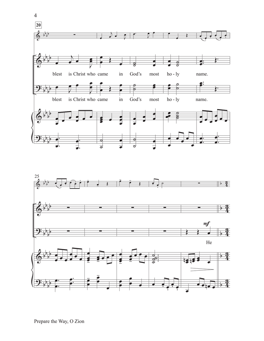 Prepare the Way, O Zion 4-Part scores gallery preview page 4