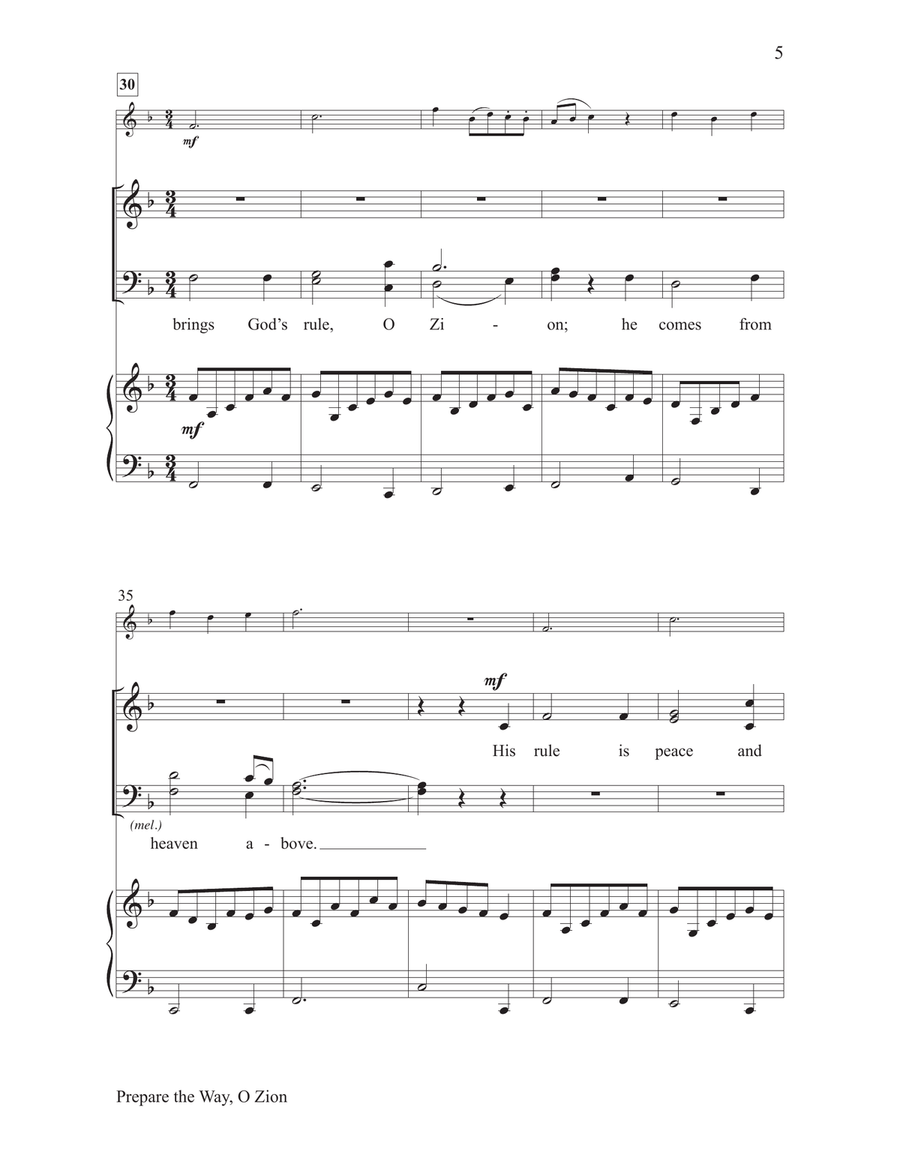 Prepare the Way, O Zion 4-Part scores gallery preview page 5