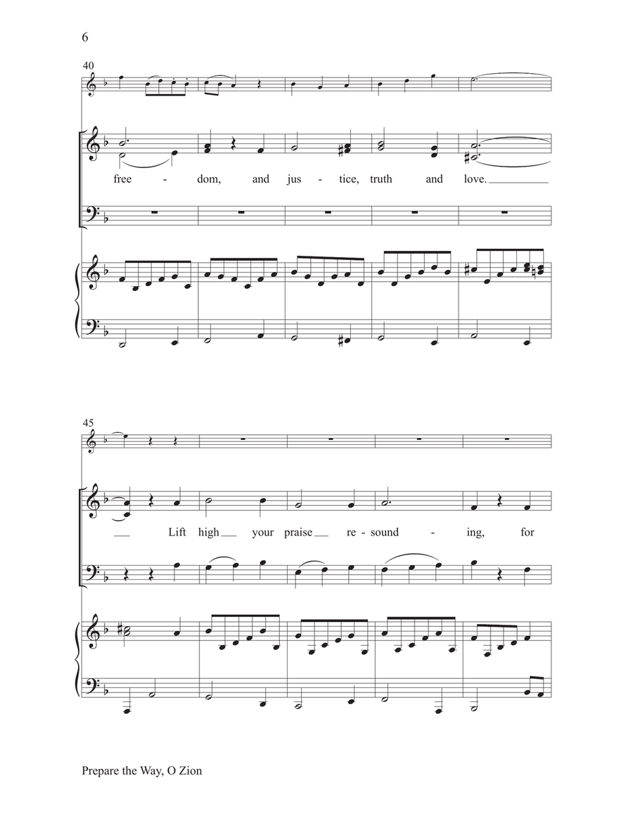 Prepare the Way, O Zion 4-Part scores gallery preview page 6