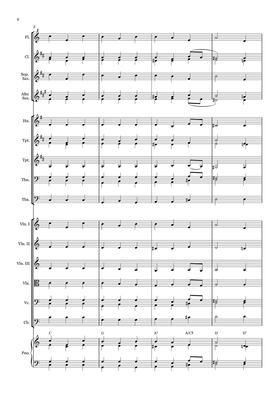 To God Be The Glory - For Beginner Orchestra (With Chords) Chamber Music scores gallery preview page 2