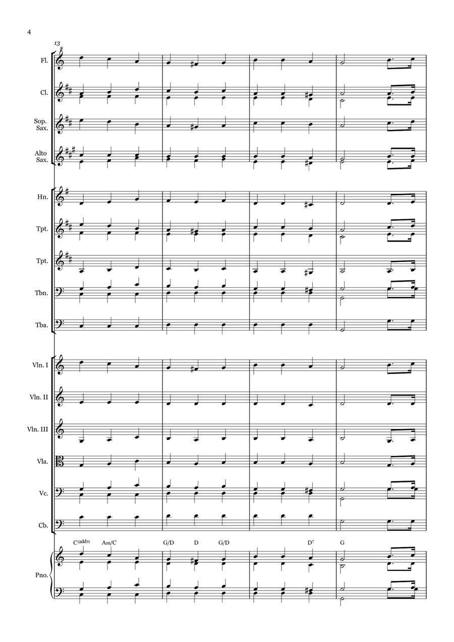 To God Be The Glory - For Beginner Orchestra (With Chords) Chamber Music scores gallery preview page 4