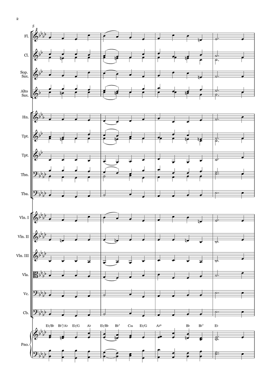 We Plow the Fields - for Beginner Orchestra (with chords) Chamber Music scores gallery preview page 2