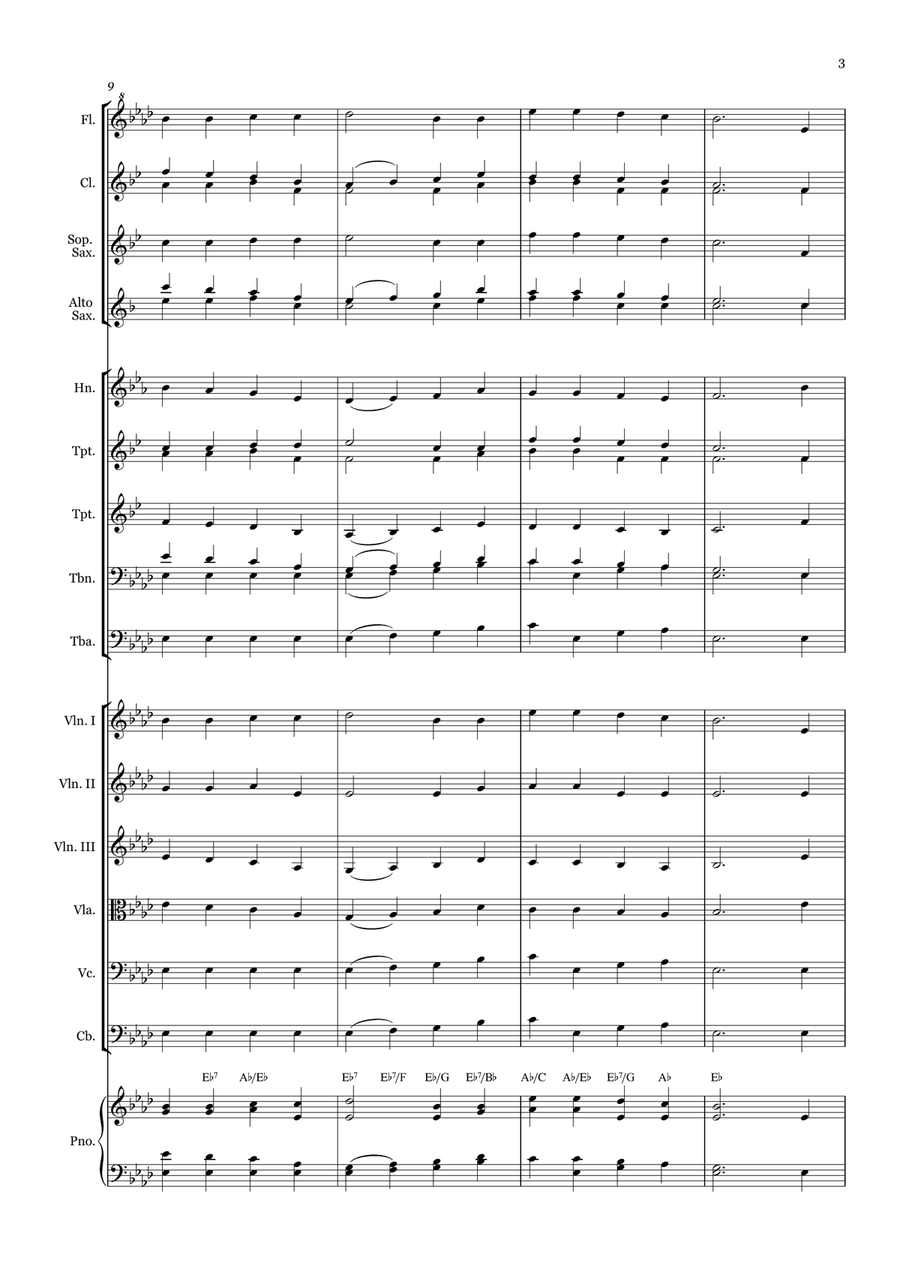 We Plow the Fields - for Beginner Orchestra (with chords) Chamber Music scores gallery preview page 3