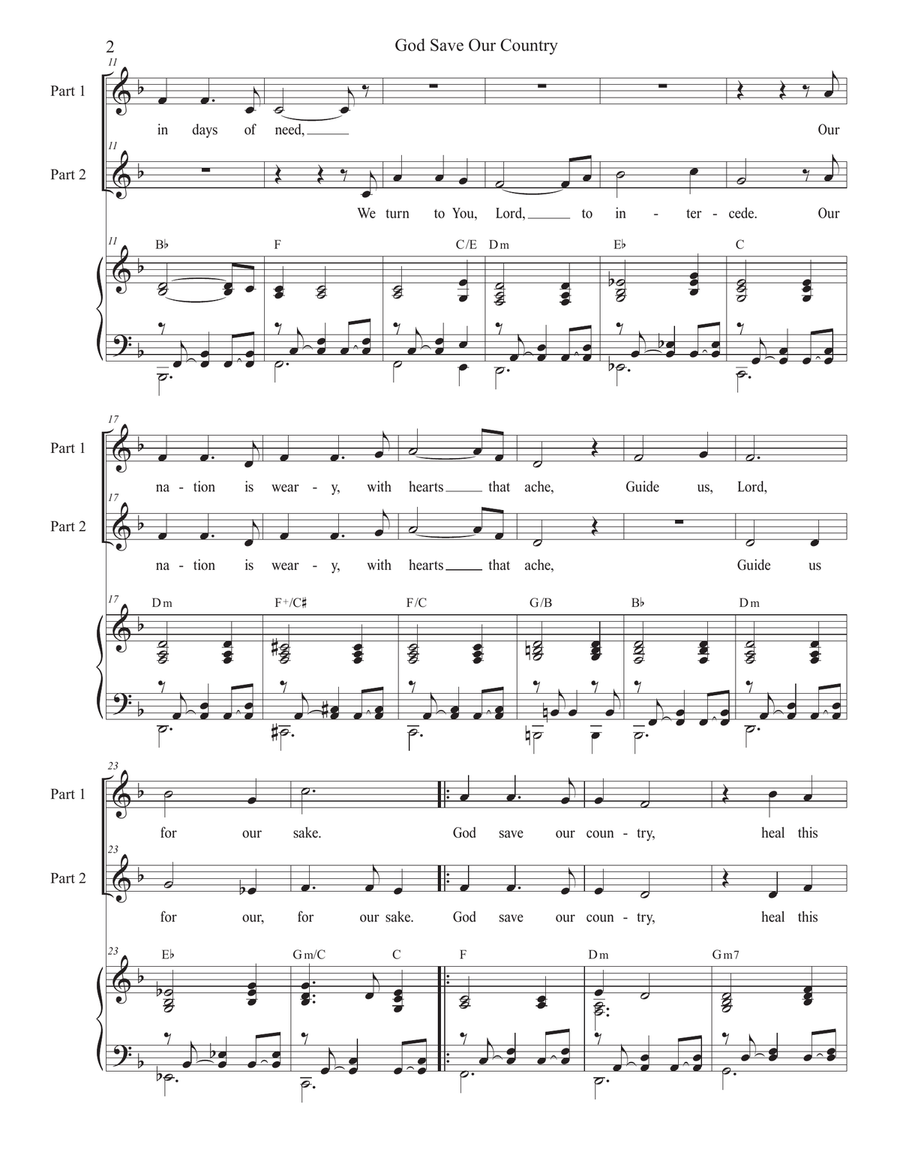 God Save Our Country (2-part choir) 2-Part scores gallery preview page 2