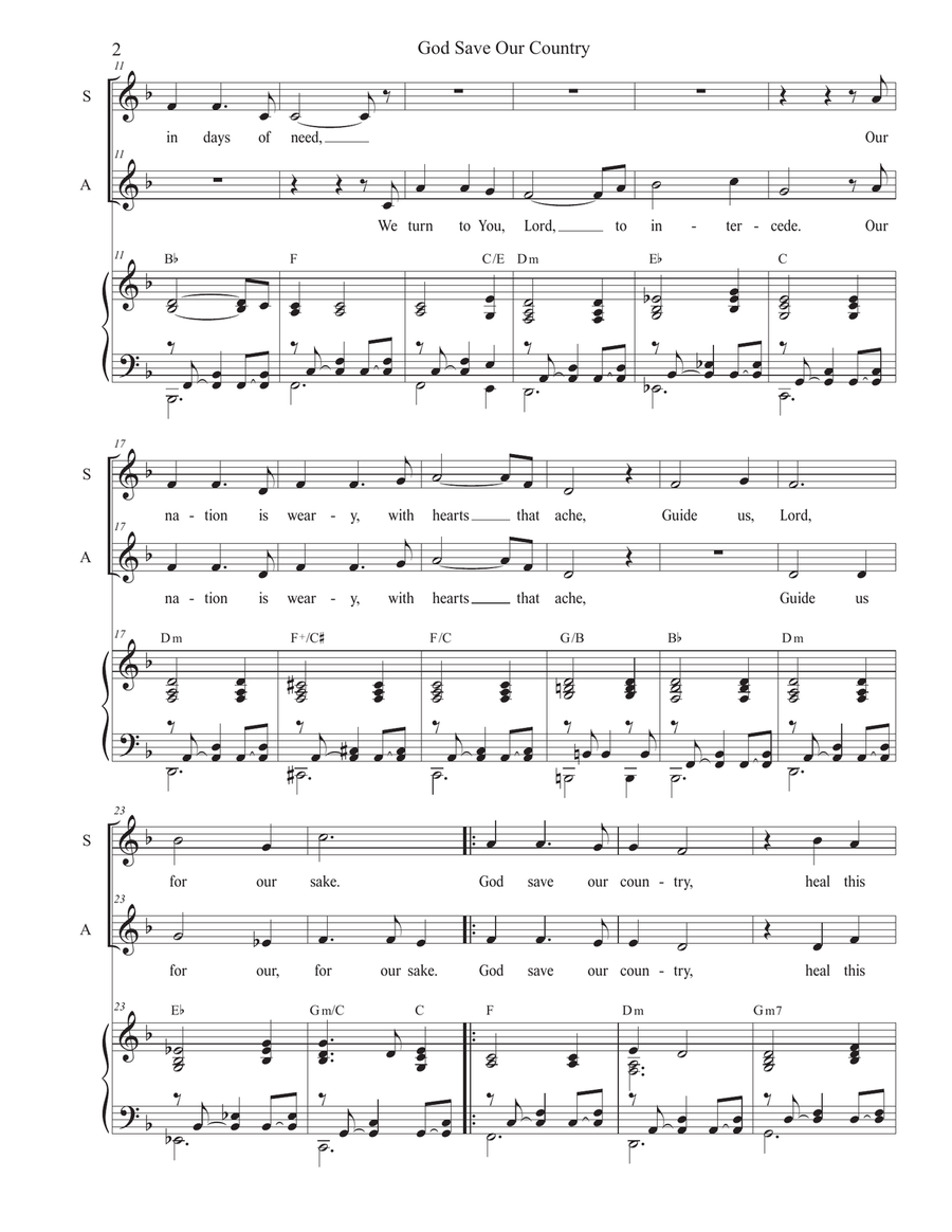 God Save Our Country (2-part choir - (SA) SA scores gallery preview page 2