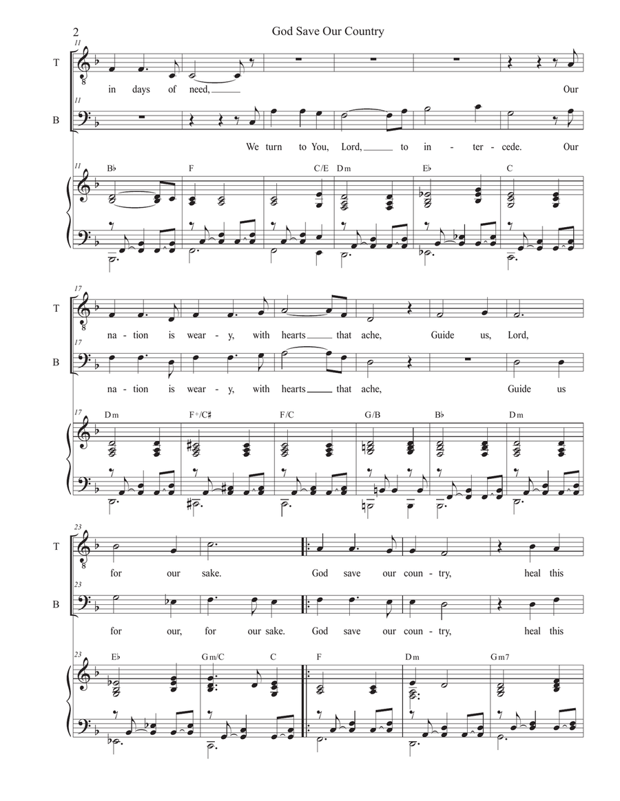 God Save Our Country (2-part choir - (TB) TB scores gallery preview page 2