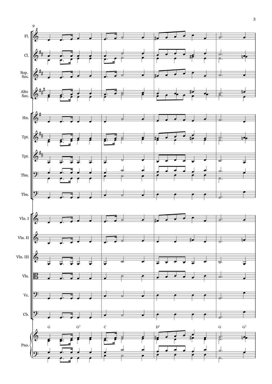 Tell Me the Old, Old Story - for Beginner Orchestra (With Chords) Chamber Music scores gallery preview page 3