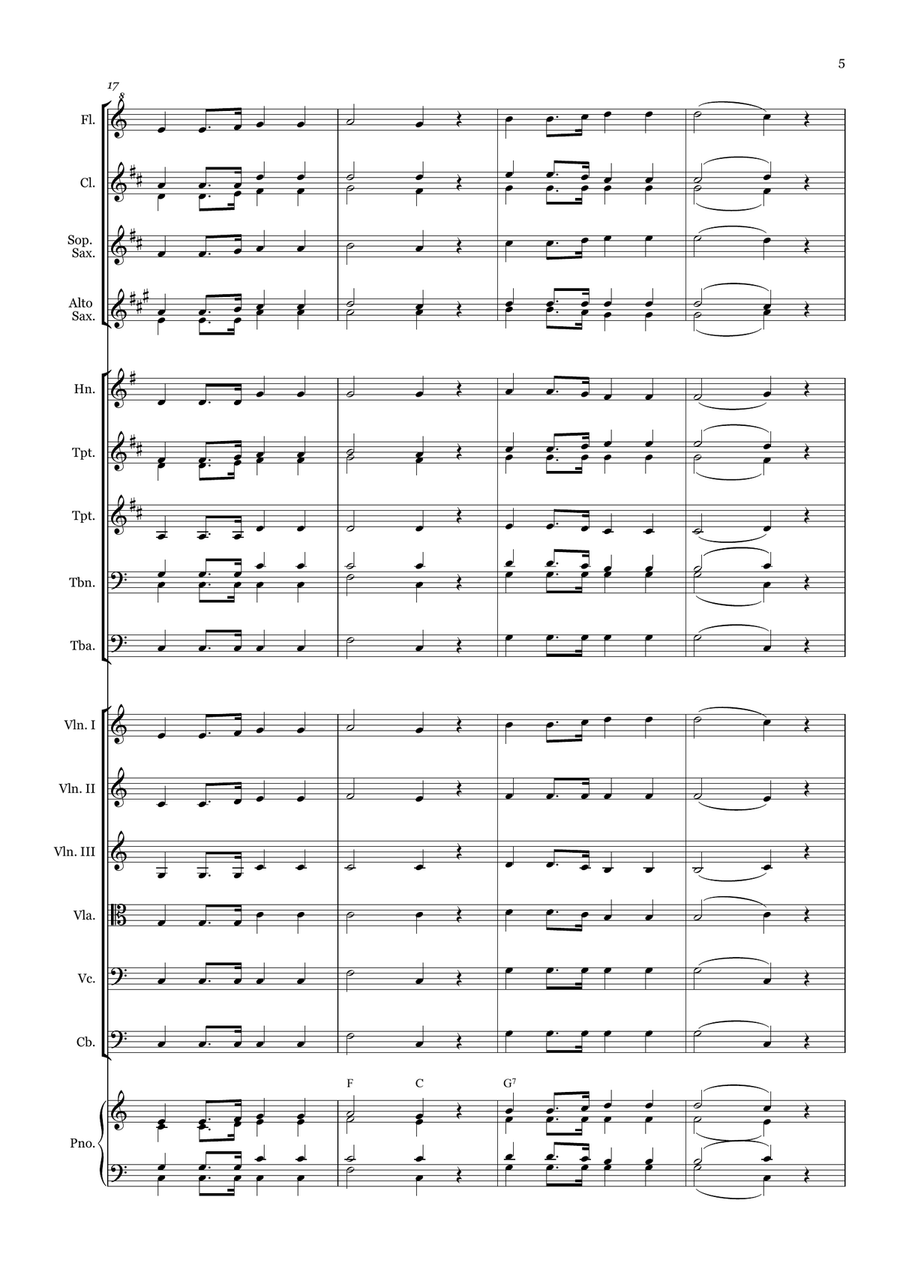 Tell Me the Old, Old Story - for Beginner Orchestra (With Chords) Chamber Music scores gallery preview page 5
