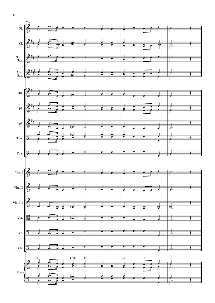 Tell Me the Old, Old Story - for Beginner Orchestra (With Chords) Chamber Music scores gallery preview page 6