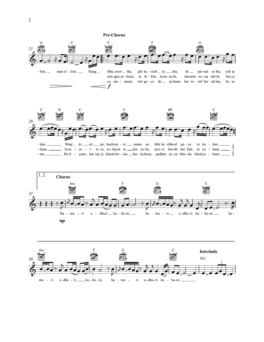 Hamari Adhuri Kahani (Title Track) Voice - Digital Sheet Music page 2