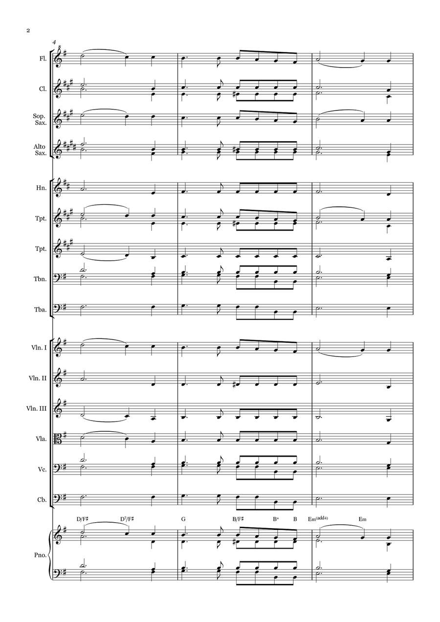 O Love That Will Not Let Me Go - for Beginner Orchestra. (with chords) Chamber Music scores gallery preview page 2