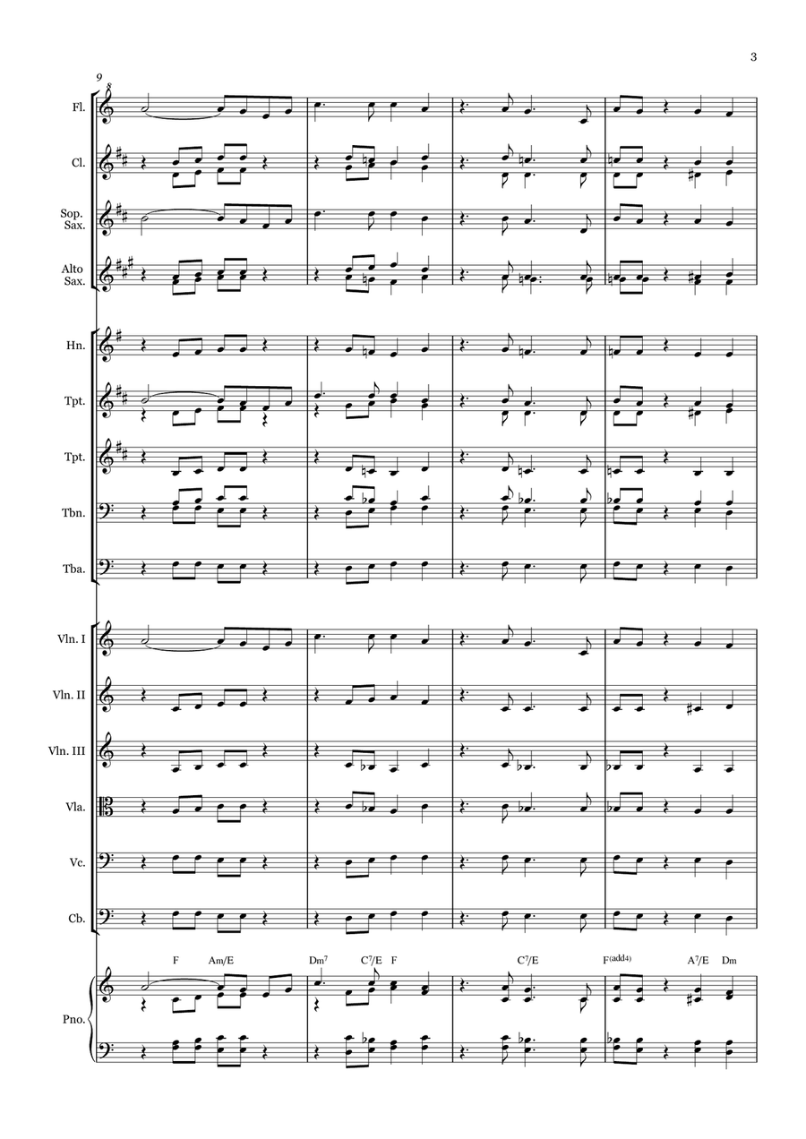 The Lord Bless You and Keep You - for Beginner Orchestra. (with Chords) Chamber Music scores gallery preview page 3