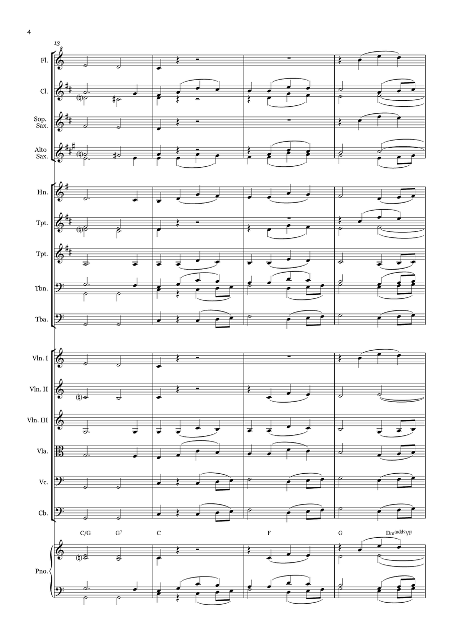 The Lord Bless You and Keep You - for Beginner Orchestra. (with Chords) Chamber Music scores gallery preview page 4