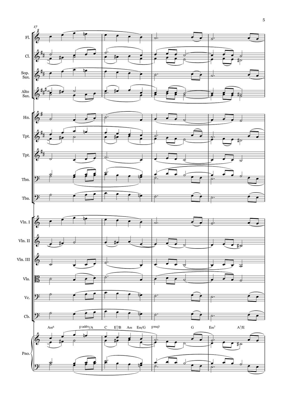 The Lord Bless You and Keep You - for Beginner Orchestra. (with Chords) Chamber Music scores gallery preview page 5