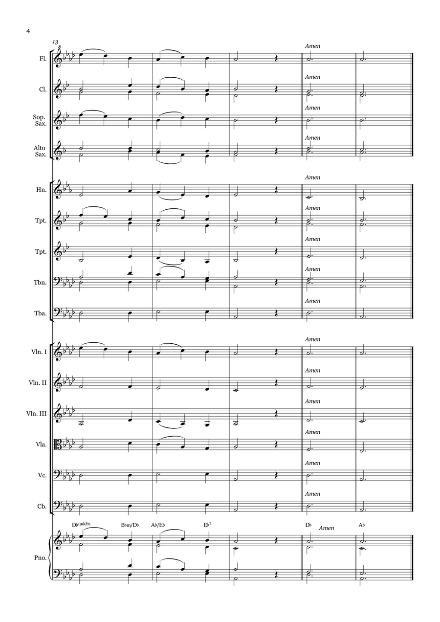 Belmont Hymn - for Beginner Orchestra. (with chords) Chamber Music scores gallery preview page 4