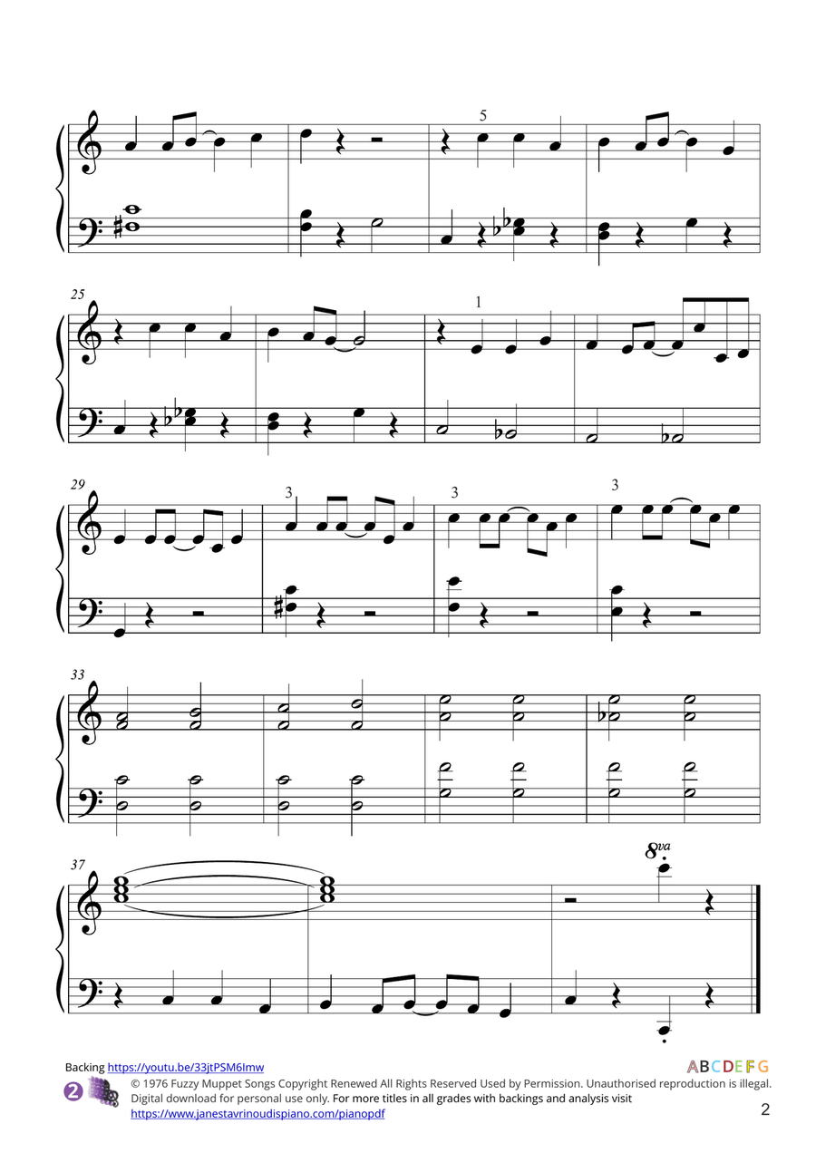 The Muppet Show Theme Easy Piano scores gallery preview page 2
