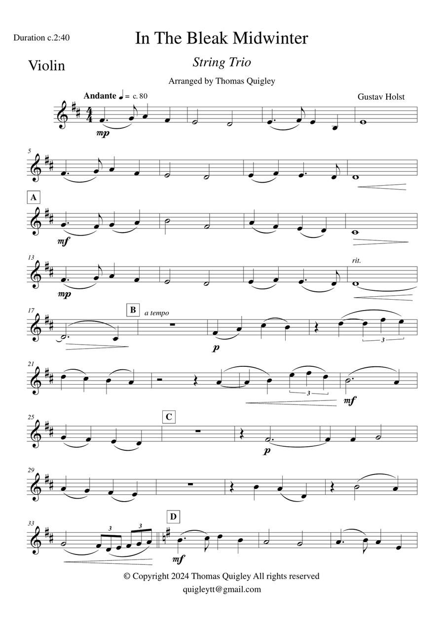 In the Bleak Midwinter In the Bleak Midwinter String Trio scores gallery preview page 6