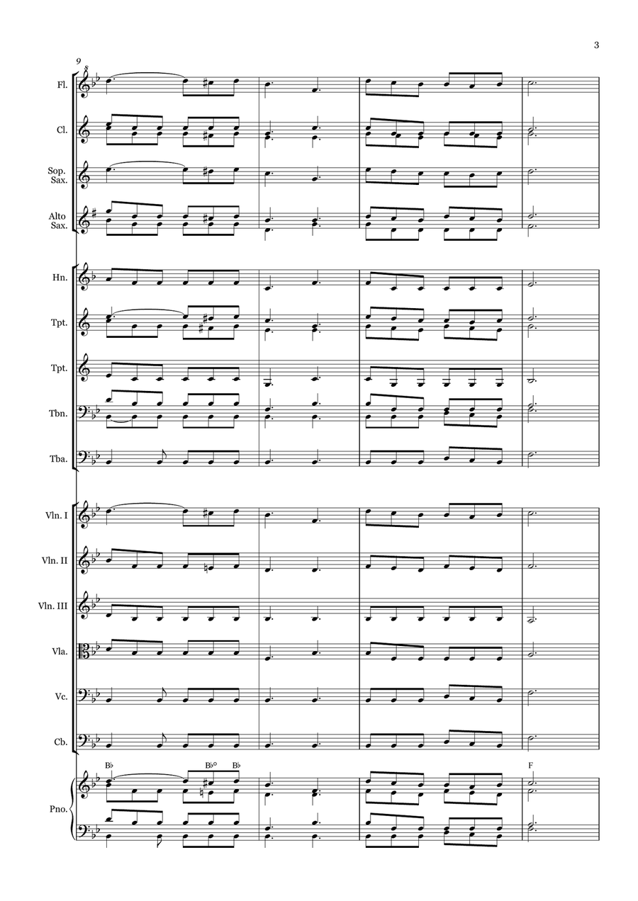 Showers of Blessing - for Beginner Orchestra. (with chords) Chamber Music scores gallery preview page 3