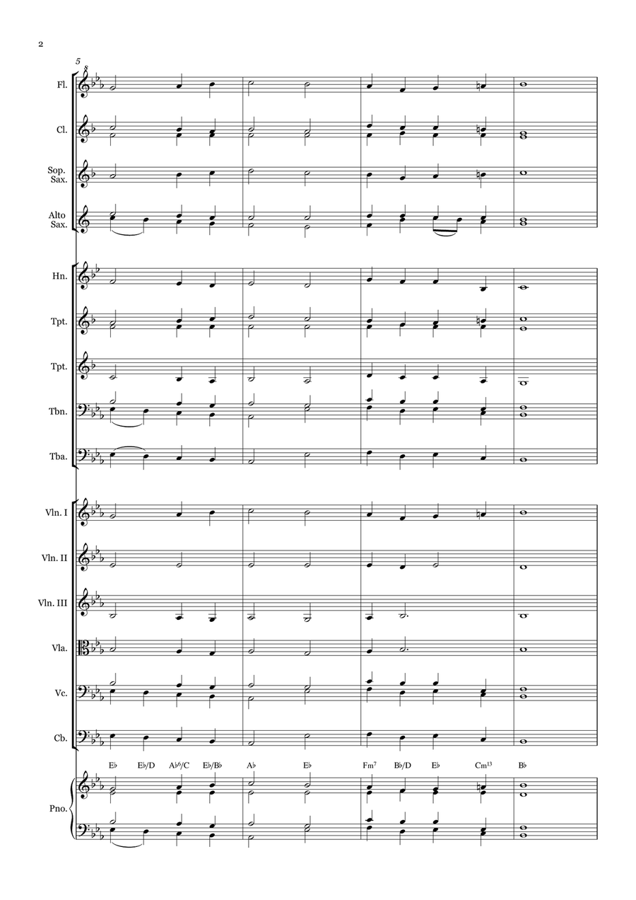 Abide With Me - for Beginner Orchestra. (with chords) Chamber Music scores gallery preview page 2