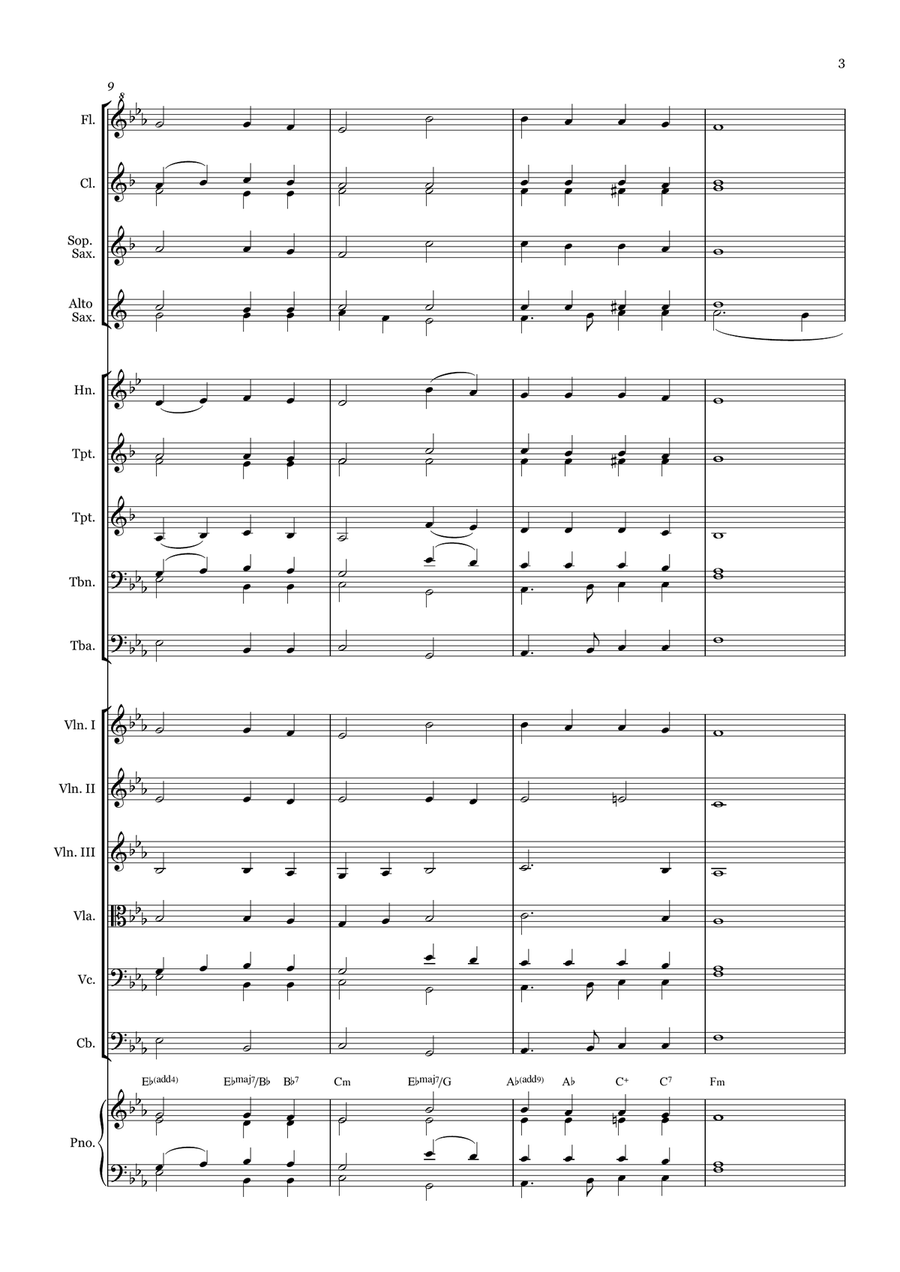 Abide With Me - for Beginner Orchestra. (with chords) Chamber Music scores gallery preview page 3