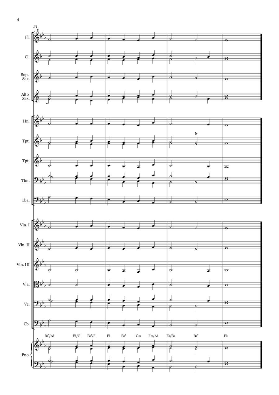 Abide With Me - for Beginner Orchestra. (with chords) Chamber Music scores gallery preview page 4