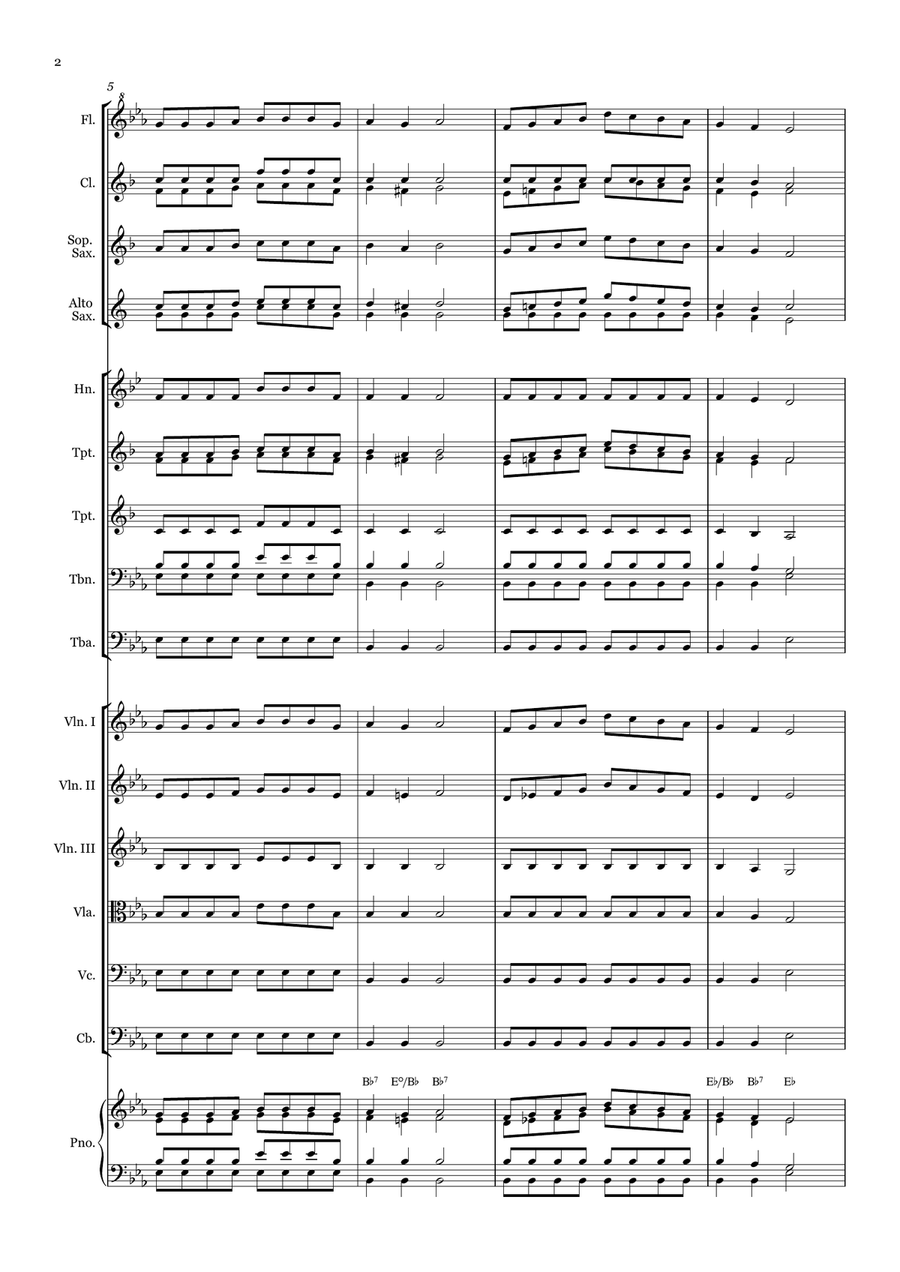 Count Your Blessings - for Beginner Orchestra. (with chords) Chamber Music scores gallery preview page 2