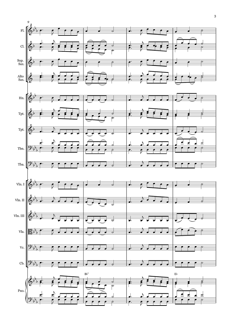Count Your Blessings - for Beginner Orchestra. (with chords) Chamber Music scores gallery preview page 3