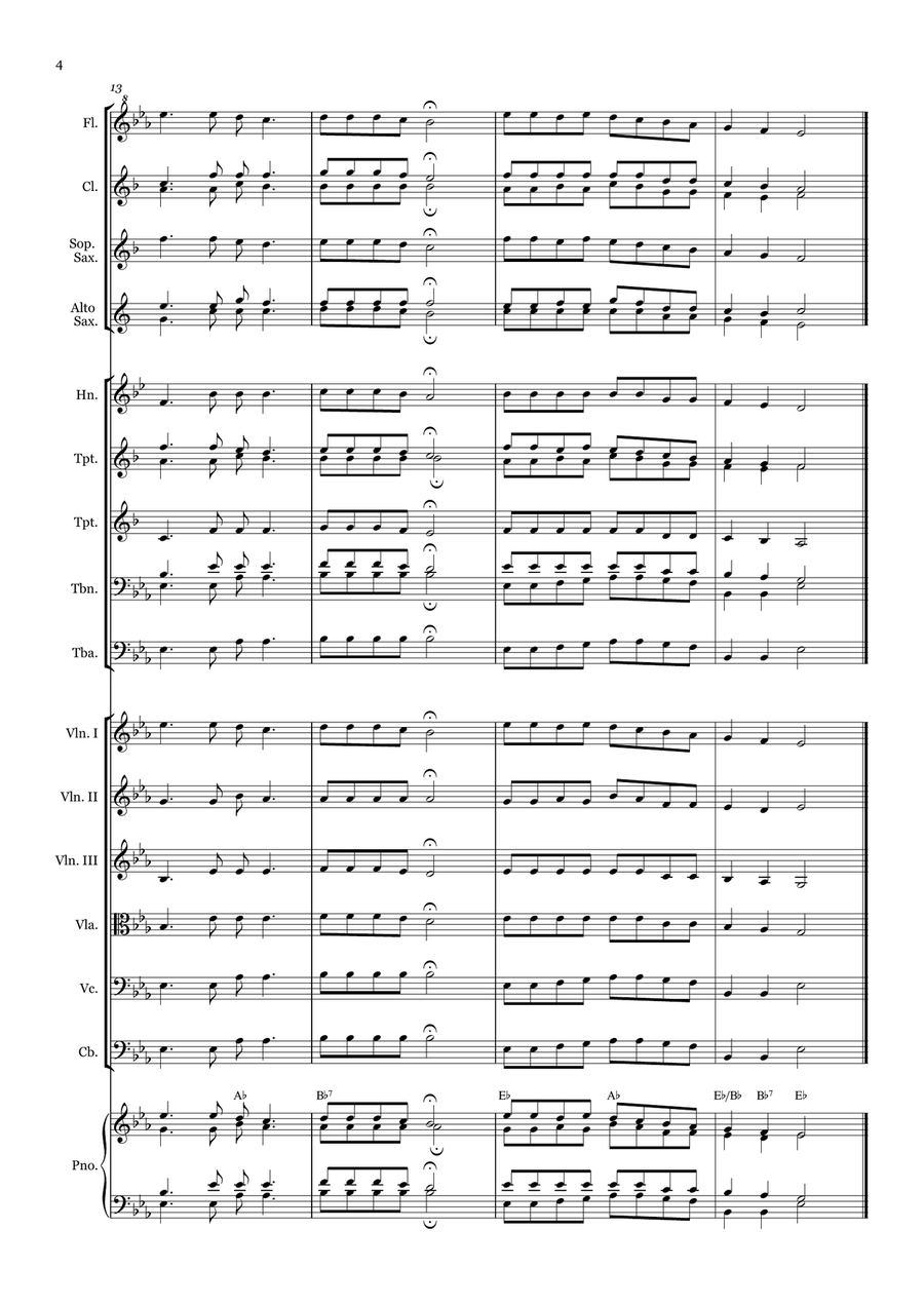 Count Your Blessings - for Beginner Orchestra. (with chords) Chamber Music scores gallery preview page 4