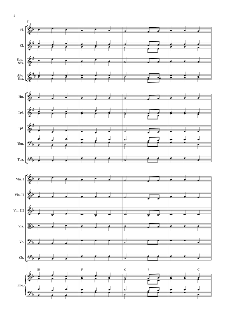 Trust and Obey - for Beginner Orchestra. (with chords) Chamber Music scores gallery preview page 2