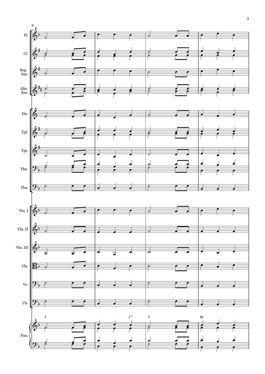 Trust and Obey - for Beginner Orchestra. (with chords) Chamber Music scores gallery preview page 3