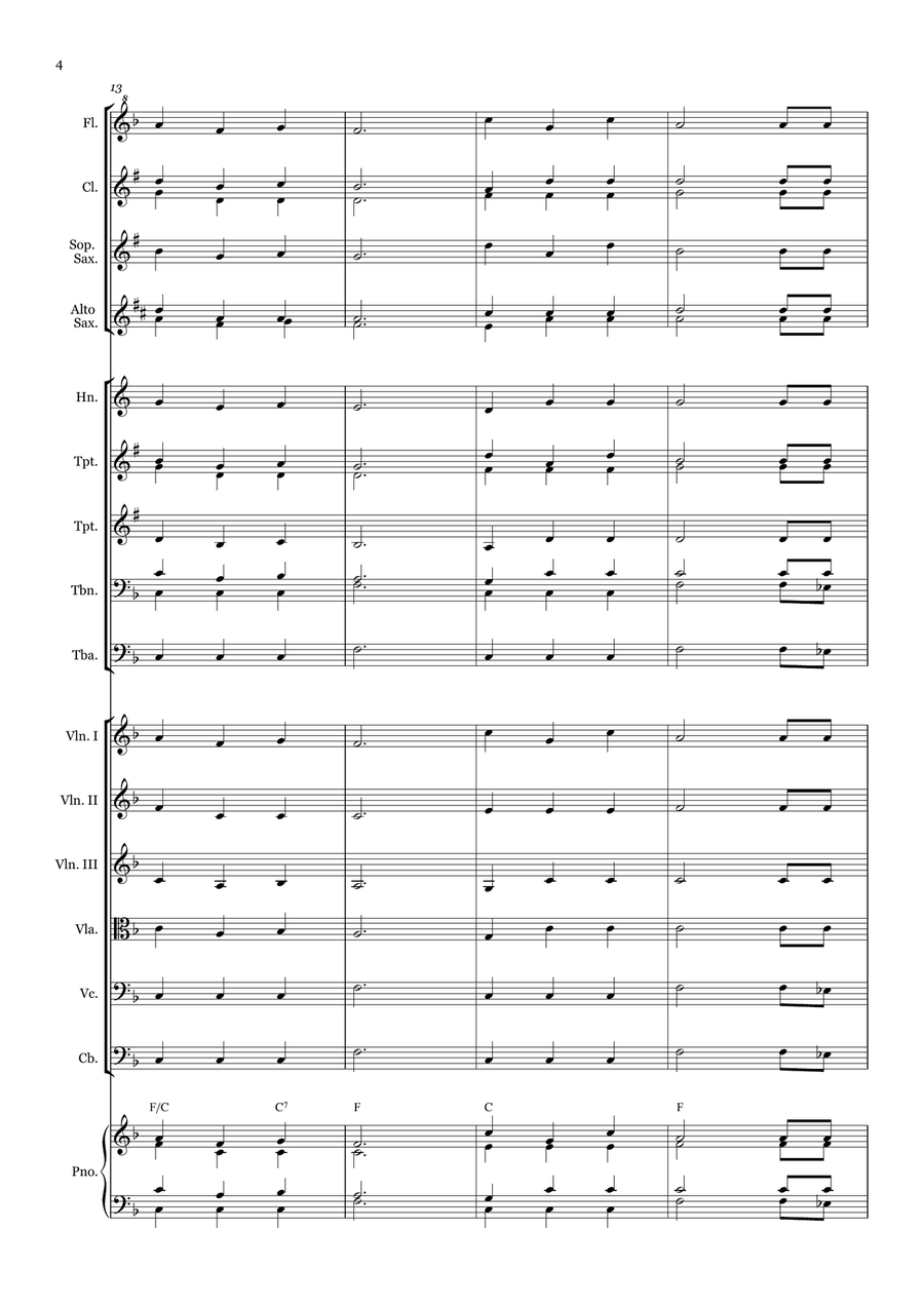 Trust and Obey - for Beginner Orchestra. (with chords) Chamber Music scores gallery preview page 4