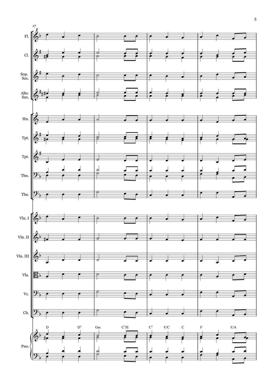 Trust and Obey - for Beginner Orchestra. (with chords) Chamber Music scores gallery preview page 5