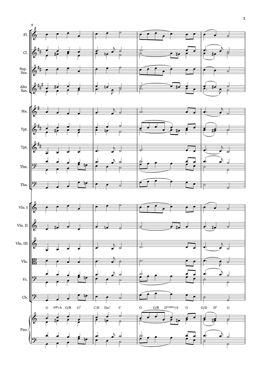 Jesus Christ is Risen Today - for Beginner Orchestra. (with chords) Chamber Music scores gallery preview page 3