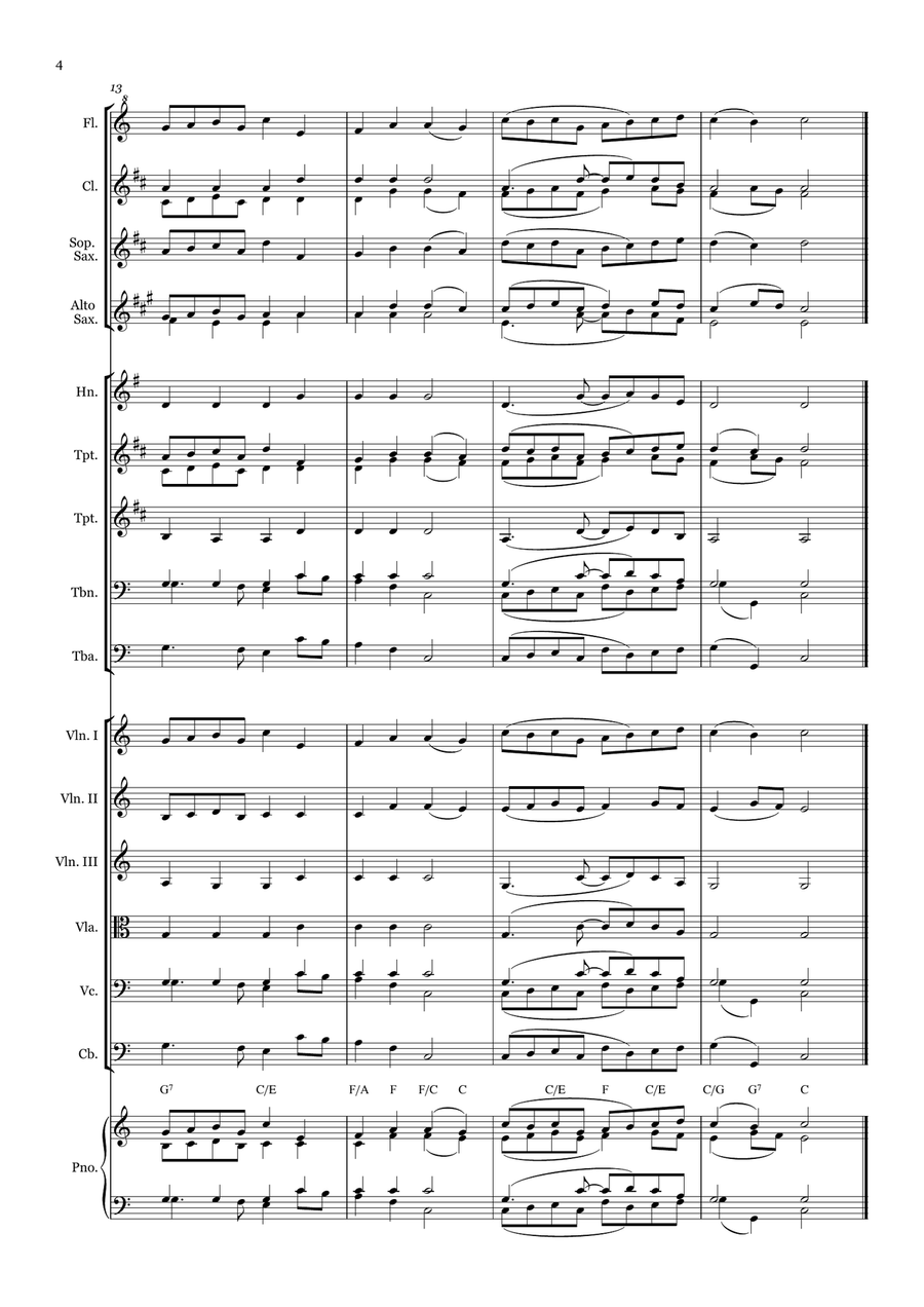 Jesus Christ is Risen Today - for Beginner Orchestra. (with chords) Chamber Music scores gallery preview page 4