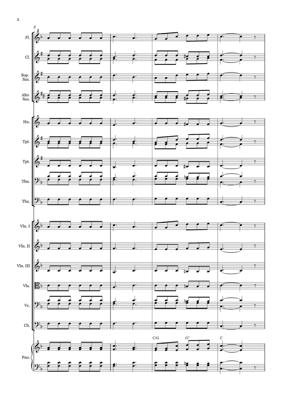 Jesus is Passing This Way - for Beginner Orchestra. (with chords) Chamber Music scores gallery preview page 2