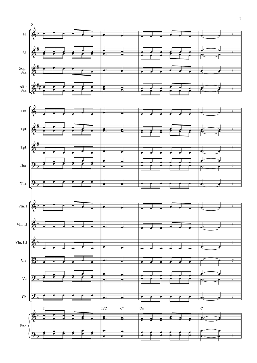 Jesus is Passing This Way - for Beginner Orchestra. (with chords) Chamber Music scores gallery preview page 3