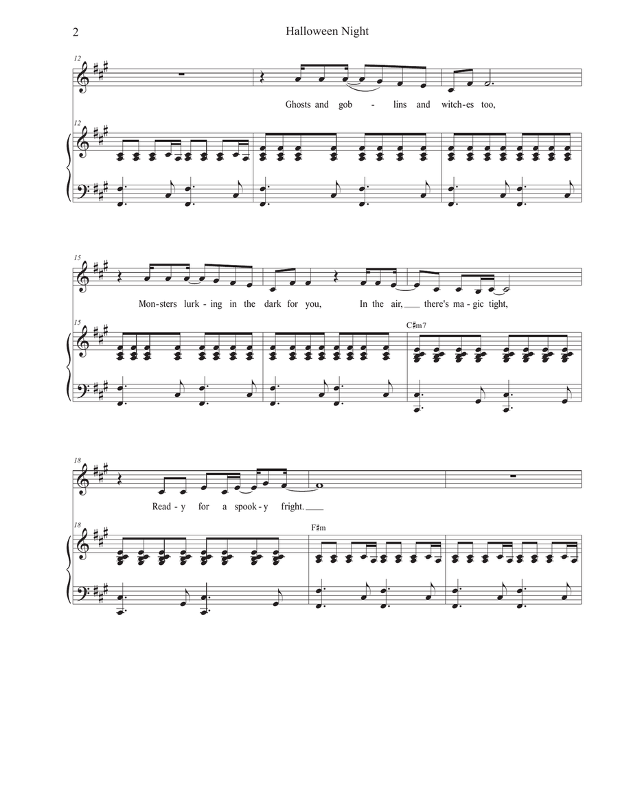 Halloween Night (Vocal solo) Piano, Vocal scores gallery preview page 2