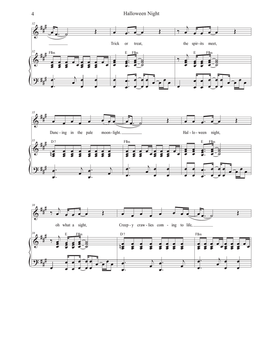 Halloween Night (Vocal solo) Piano, Vocal scores gallery preview page 4