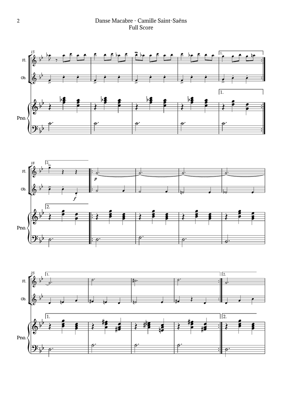 Danse Macabre by Camille Saint-Saëns Woodwind Duet scores gallery preview page 2