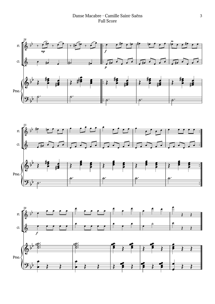 Danse Macabre by Camille Saint-Saëns Woodwind Duet scores gallery preview page 3