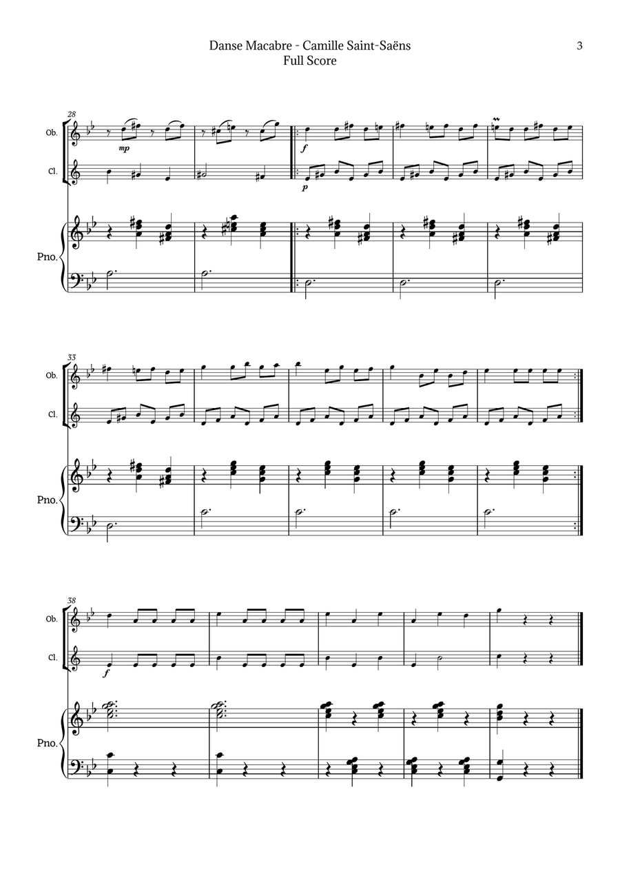 Danse Macabre by Camille Saint-Saëns Woodwind Duet scores gallery preview page 3