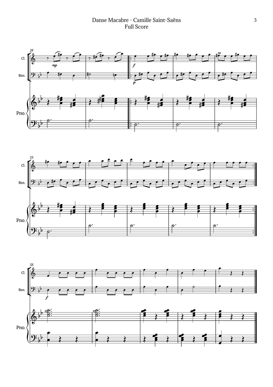 Danse Macabre by Camille Saint-Saëns Woodwind Duet scores gallery preview page 3