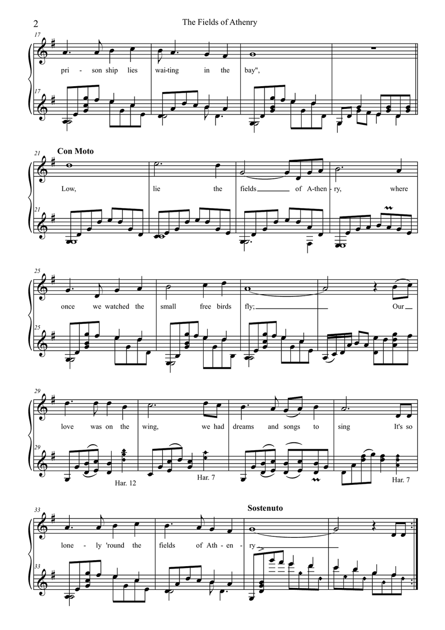 The Fields Of Athenry The Fields Of Athenry Piano, Vocal, Guitar scores gallery preview page 2